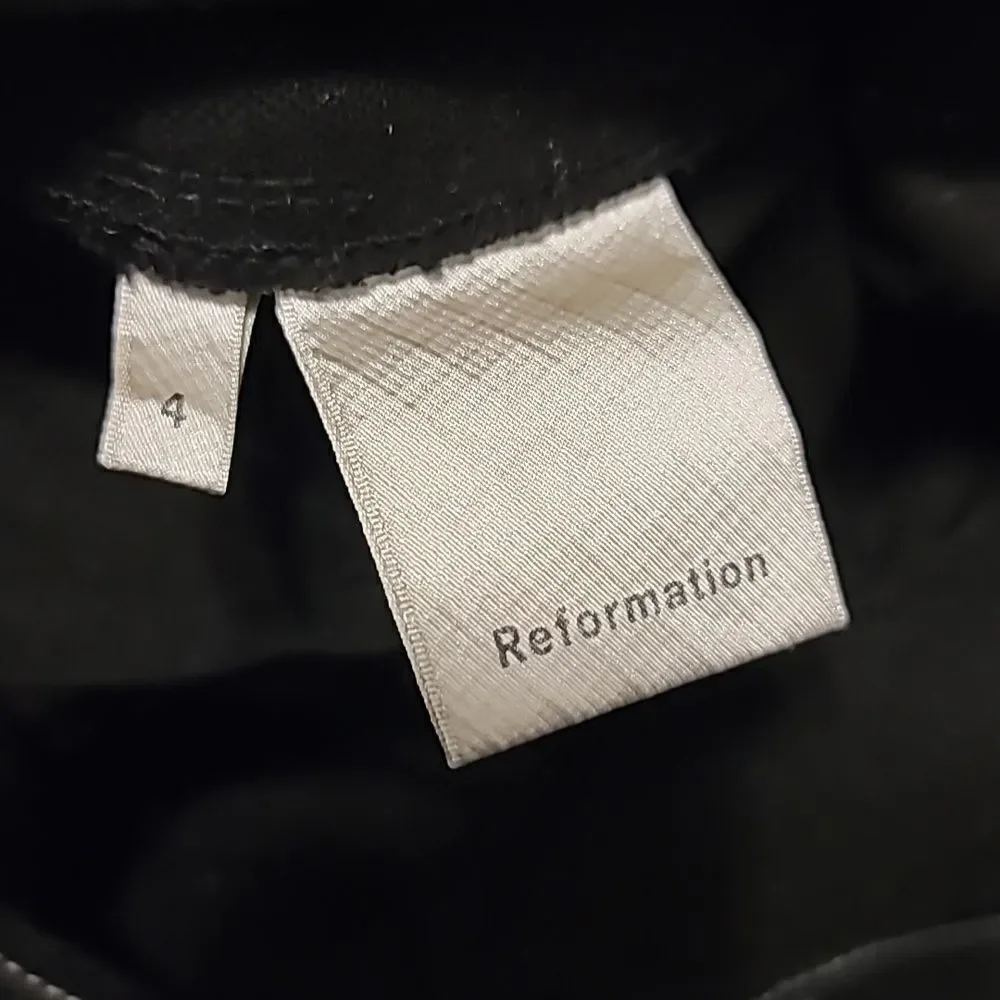REFORMATION Black White Square Amory Top Stitching Overalls